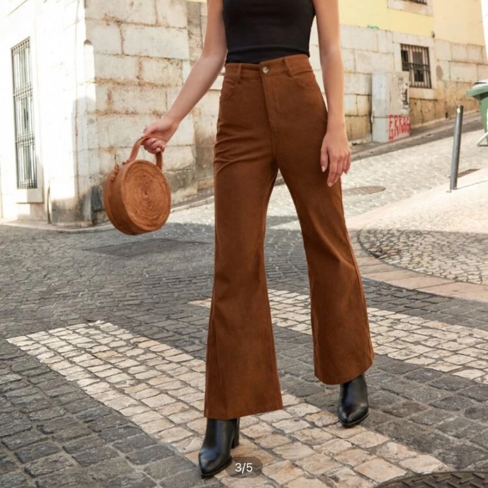 SHEIN Flare Leg Cord Pants